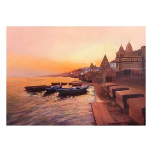 13 benaras ghat Pachapuri painting 22''×28'' Acryliconcanvas
