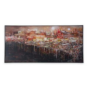 14 banaras ghat night painting by kashinath das acrylic on canvas