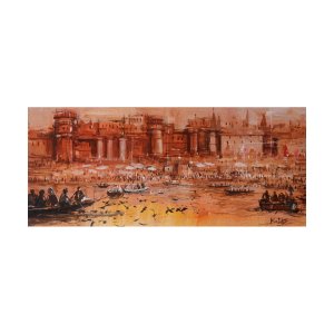 15 small banaras ghat painting by kashinath das acrylic on board