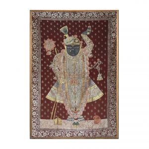 27 shrinathji pichwai with gold silver work