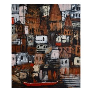 6 abstract bbanaras ghat painting by Deepali Jain Benares-14, 30_ X36_
