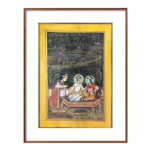 king and queen celebrating diwali miniature painting
