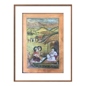 king and queen visiting a seer miniature painting