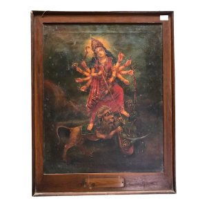 mahishasur mardini bengal school oil on canvas