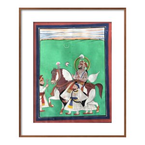 mewar ruler on horse back miniature painting 2