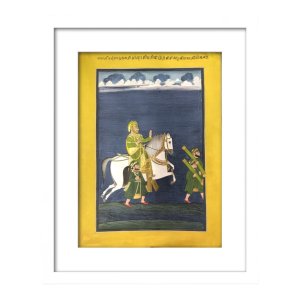 mewar ruler on horseback miniature painting 1