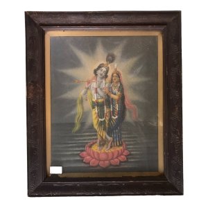 radha krishna oil on canvas bengal school