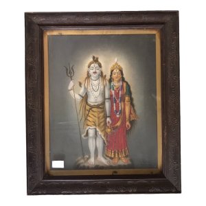 shiv parvati oil on canvas bengal school